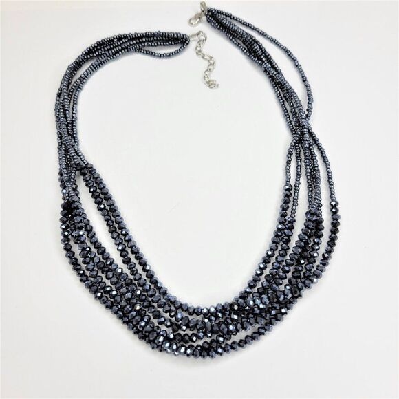 Multistrand Bead Choker Bib Necklace - Picture 7 of 9